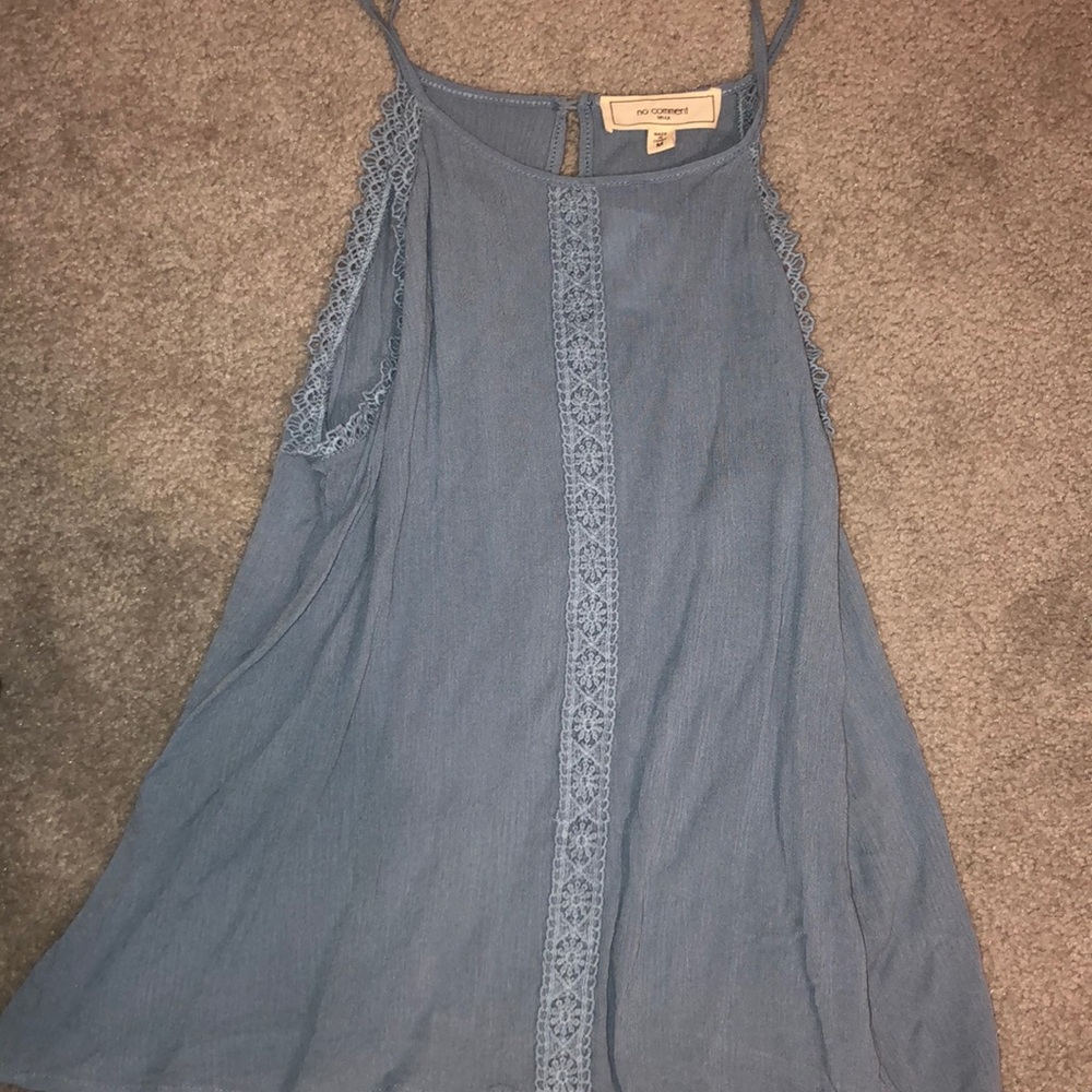 Blue spaghetti strapped tank top never worn!!